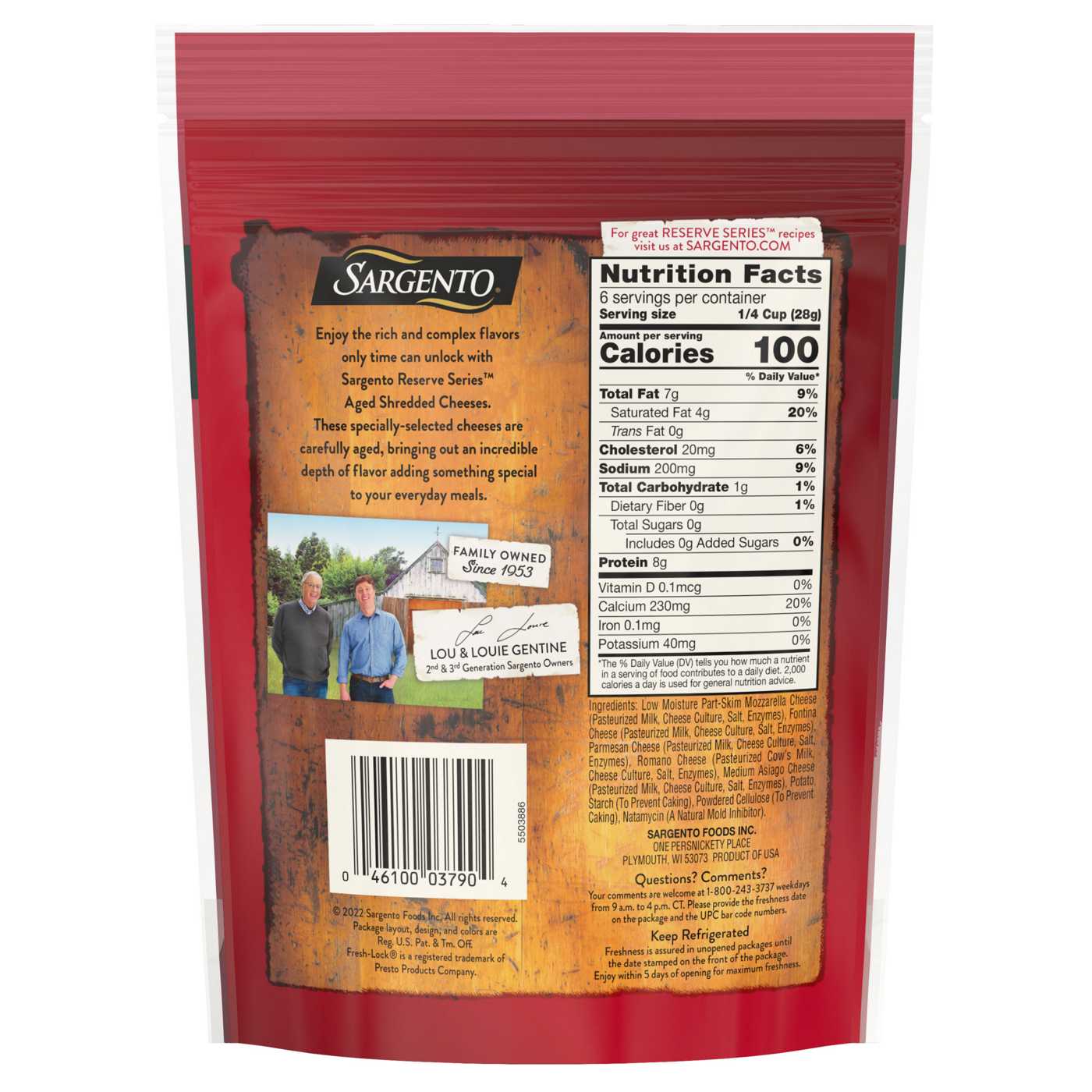 SARGENTO Reserve Series 14 Month Aged Italian Blend Shredded Cheese; image 2 of 2