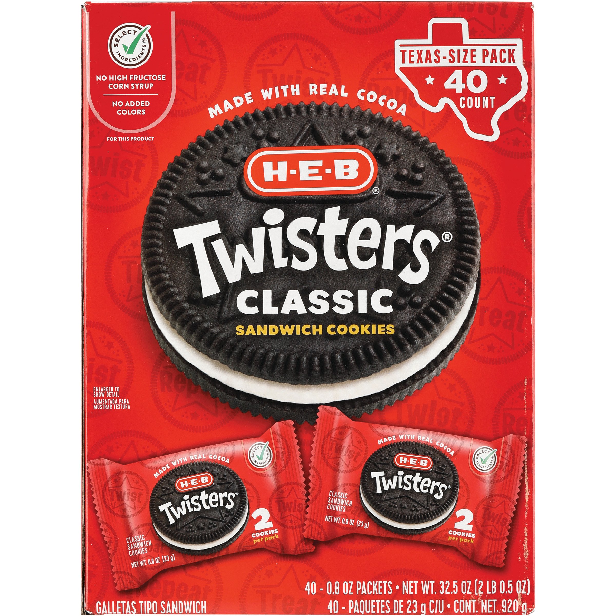 HEB Twisters Sandwich Cookies 2ct Packs TexasSize Pack Shop