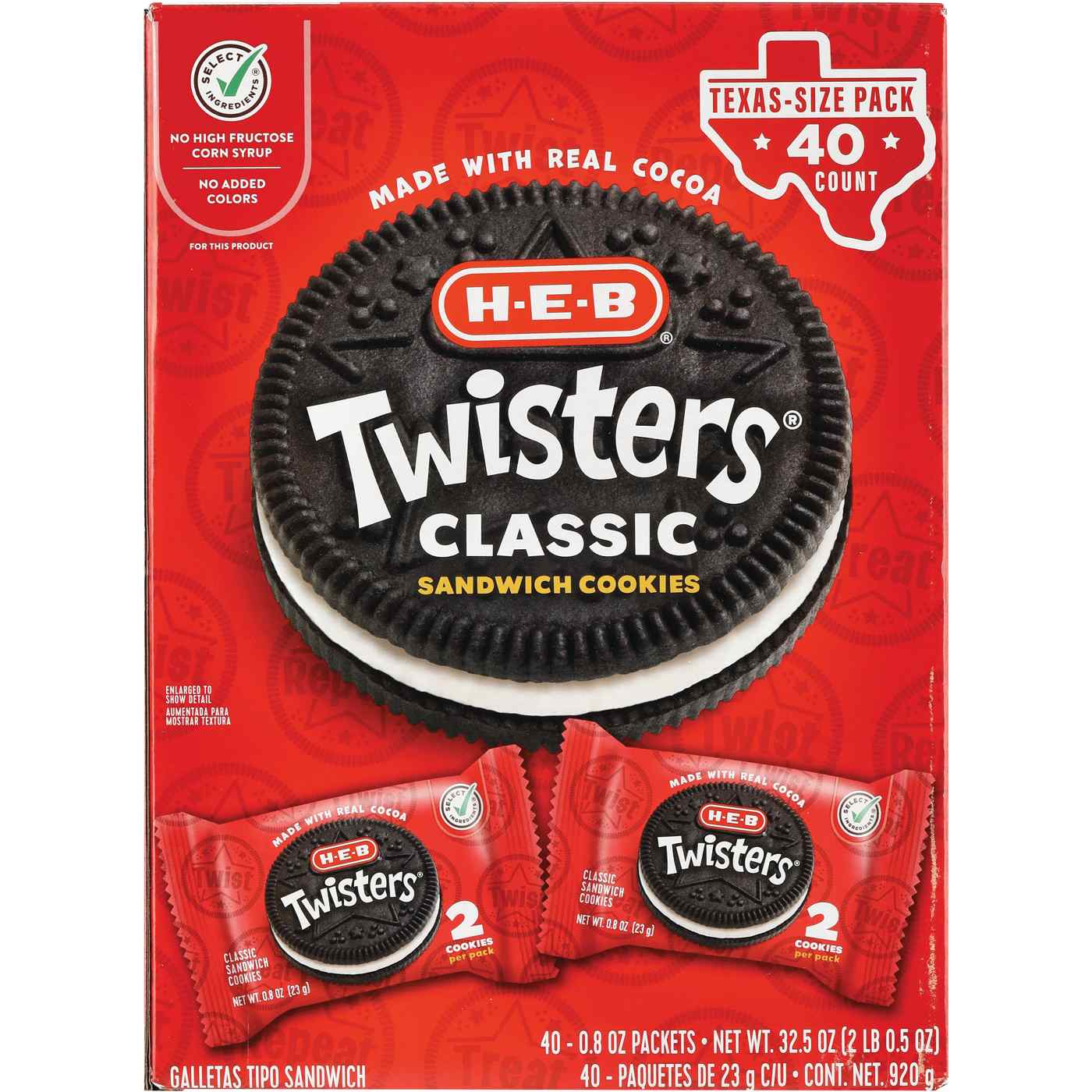 H-E-B Twisters Sandwich Cookies 2-ct Packs - Texas-Size Pack; image 1 of 2