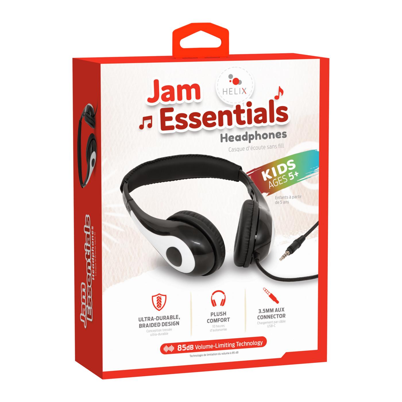 Helix Jam Essentials Kids Wired Headphones - Black & White; image 1 of 2
