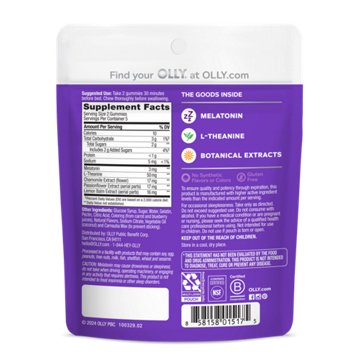 OLLY Sleep Gummy Supplement, 3mg Melatonin, L-Theanine, Chamomile, Blackberry Zen Flavor, 10 Ct