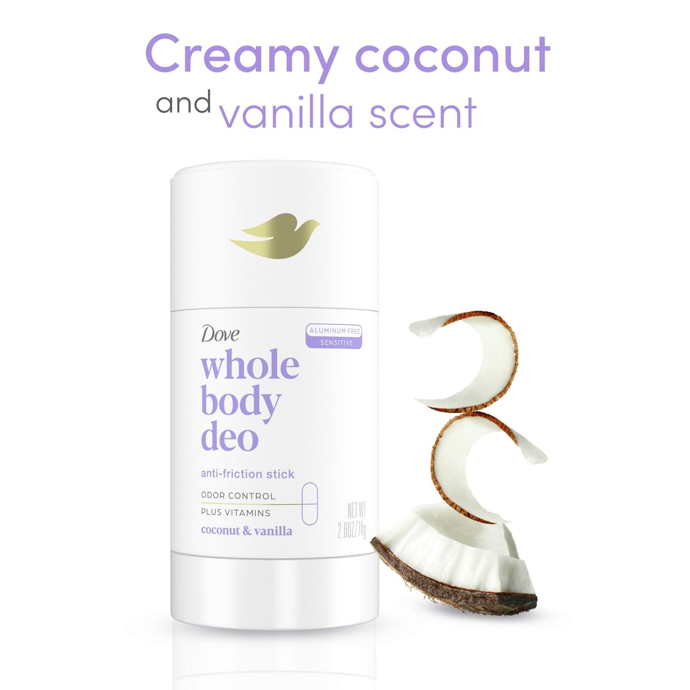 Dove Whole Body Deo Aluminum Free Anti-friction Deodorant Stick Coconut + Vanilla; image 4 of 8