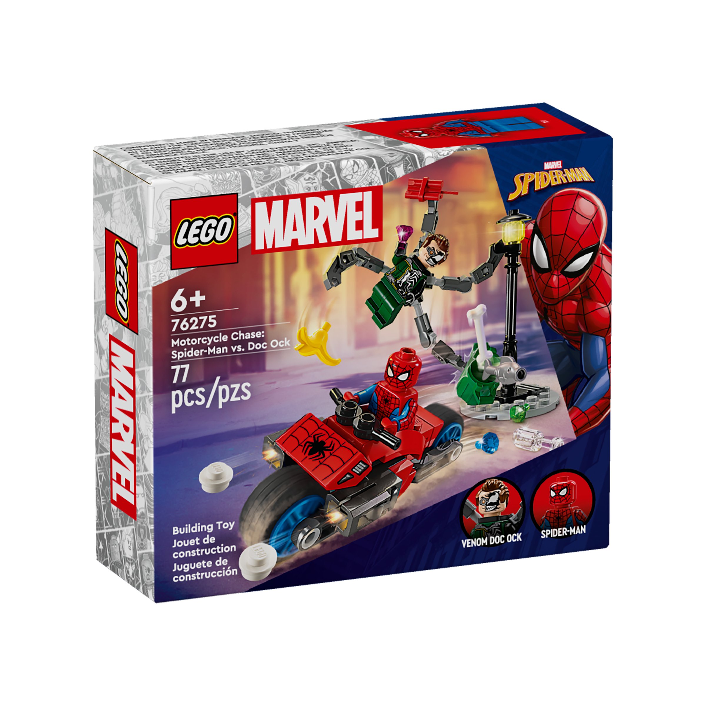 Super Heroes Marvel\u0026#039;s Spider Spiderman Duplo Target LEGO Marvel  Motorcycle Chase: Spider-Man Doc Ock Set Shop Lego Building Blocks At H-E-B, image size:2400x2400