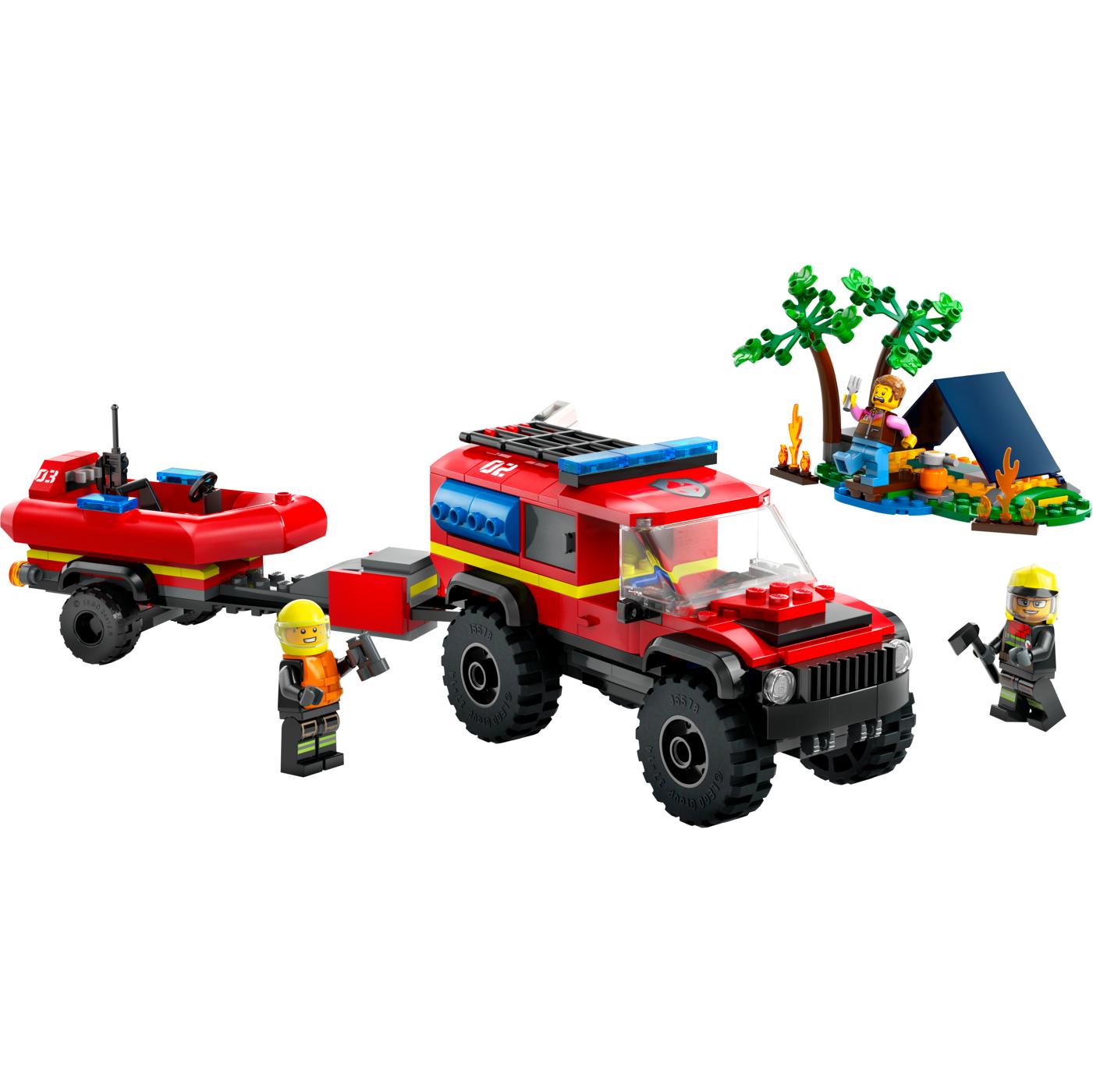 LEGO City 4x4 Fire Truck with Rescue Boat Set; image 1 of 2