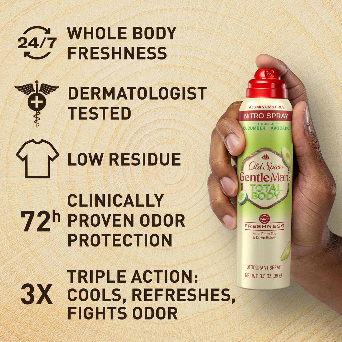 Old Spice Gentleman's Total Body Deodorant Spray - Cucumber + Avocado; image 5 of 10