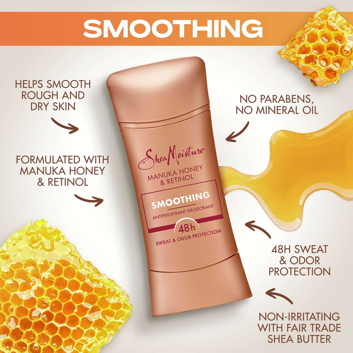 SheaMoisture Smoothing Antiperspirant Deodorant - Manuka Honey & Retinol; image 3 of 9