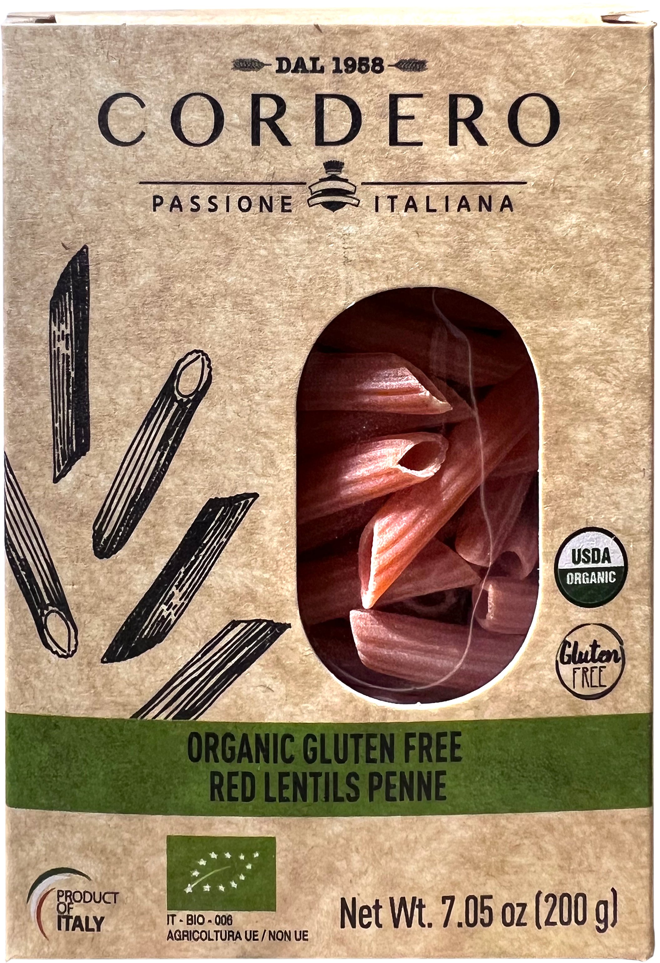 Cordero Organic Gluten Free Red Lentils Penne, 7.05 oz | Central Market ...