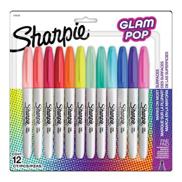 Sharpie Glam Pop Fine Point Permanent Markers - Assorted Ink, 12 pk