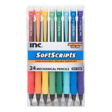 Inc Soft Scripts 0.7mm Mechanical Pencils, 24 pk