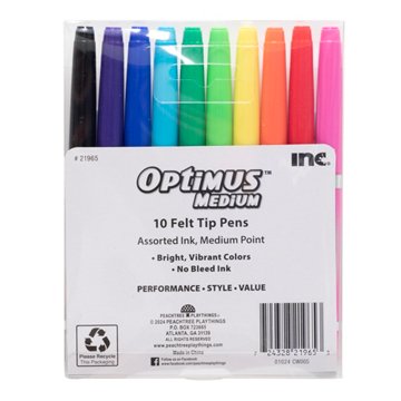 Inc Optimus Medium Felt Tip Pens - Assorted Ink, 10 pk