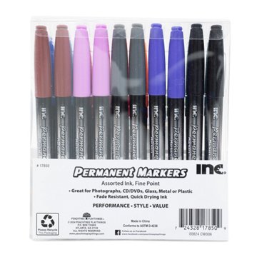 Inc Fine Tip Permanent Markers - Assorted Ink, 30 pk
