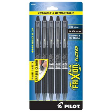 Pilot FriXion 0.7mm Clicker Gel Pens - Black Ink
