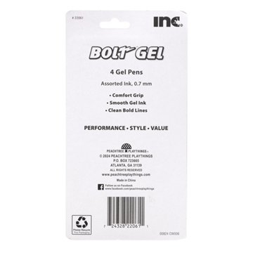 Inc Bolt 0.7mm Retractable Gel Pens - Assorted Ink