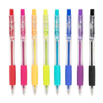 Inc Clip Clicks 1.0mm Retractable Ball Point Pens - Assorted Ink