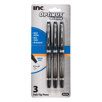 Inc Optimus Medium Felt Tip Pens - Black Ink