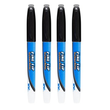 Inc Fine Tip Dry Erase Markers - Black Ink, 4 pk