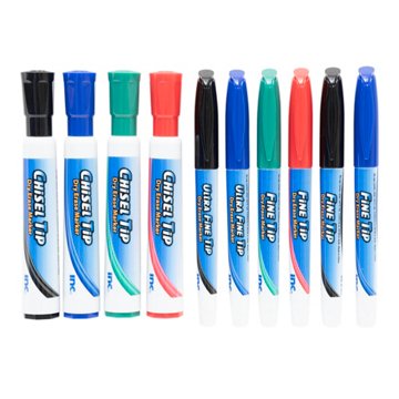 Inc Dry Erase Marker Combo Pack - Assorted Ink, 10 pk
