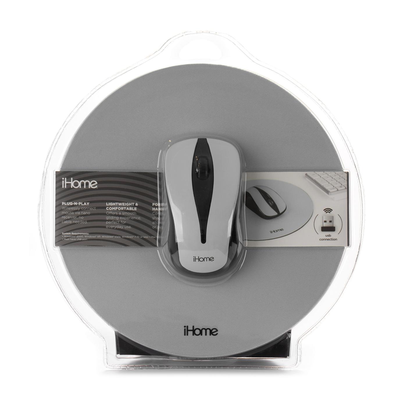 iHome Wireless Mouse & Round Mousepad Bundle - Silver; image 1 of 4