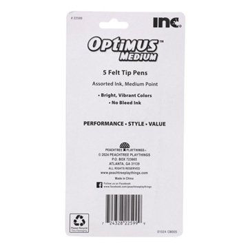 Inc Optimus Medium Felt Tip Pens - Assorted Ink, 5 pk