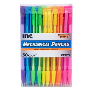 Inc Assorted 0.7mm Mechanical Pencils, 50 pk