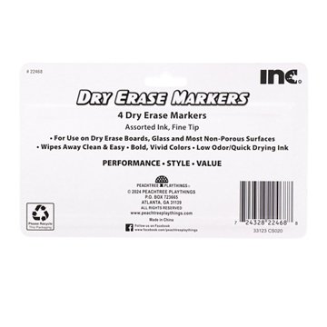 Inc Fine Point Dry Erase Markers - Assorted Ink, 4 pk