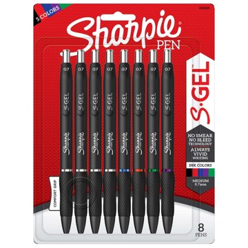 Sharpie S-Gel 0.7mm Retractable Pens - Assorted Ink, 8 pk