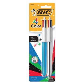 BIC 4-Color Shine Ball Pens, 2 pk