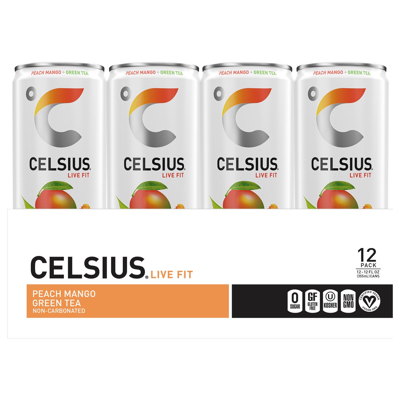 Celsius Energy Drink Green Tea Peach Mango, 12 Pk Shop Diet