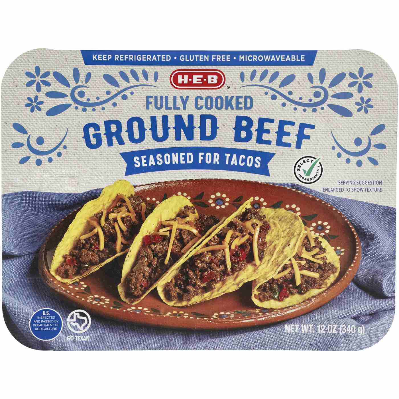 H-E-B Fully Cooked Seasoned Ground Beef for Tacos; image 1 of 2