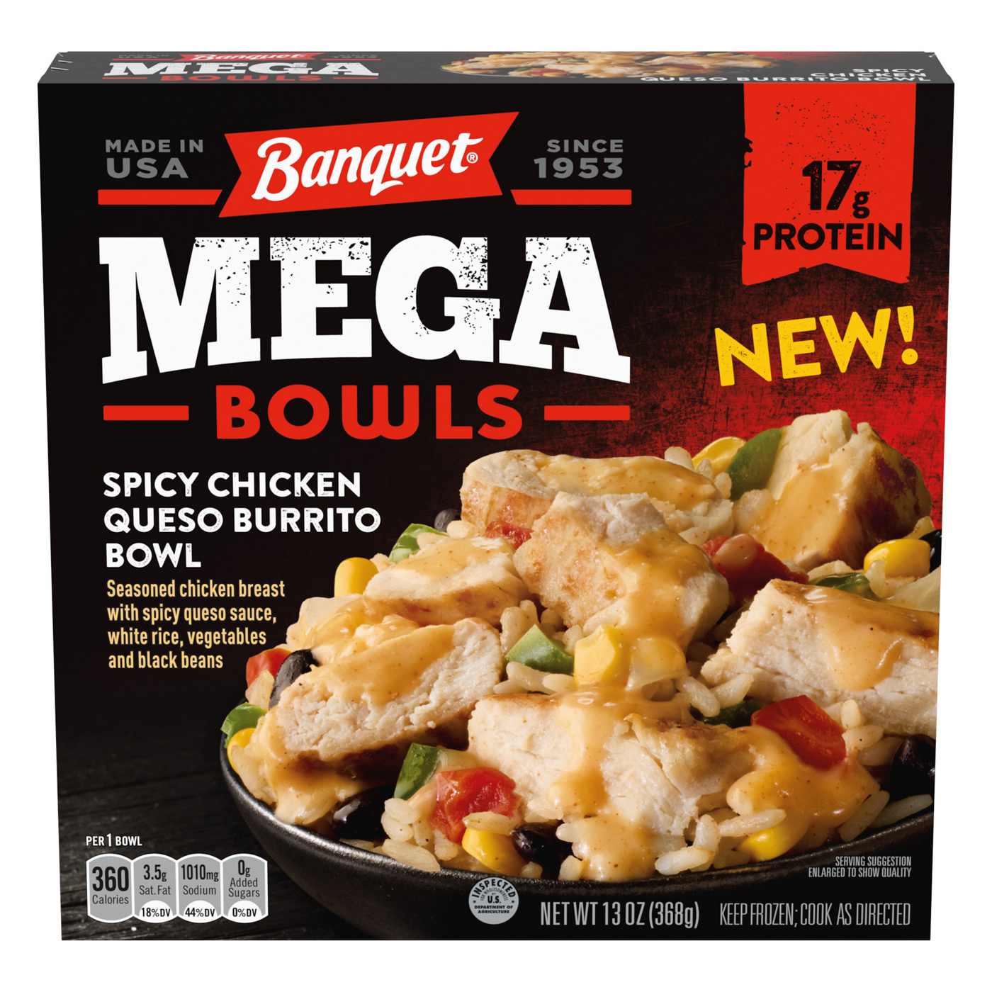 Banquet Mega Bowls Spicy Chicken Burrito Frozen Meal; image 1 of 3