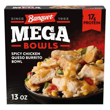 Banquet MEGA Bowls Spicy Chicken Queso Burrito Bowl Frozen Meal