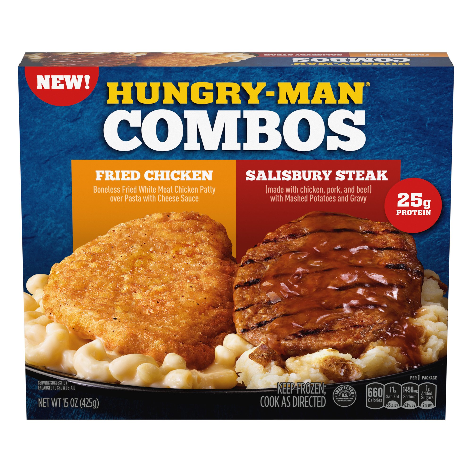 Hungry-Man Combos Salisbury Steak & Fried Chicken - Shop Entrees ...