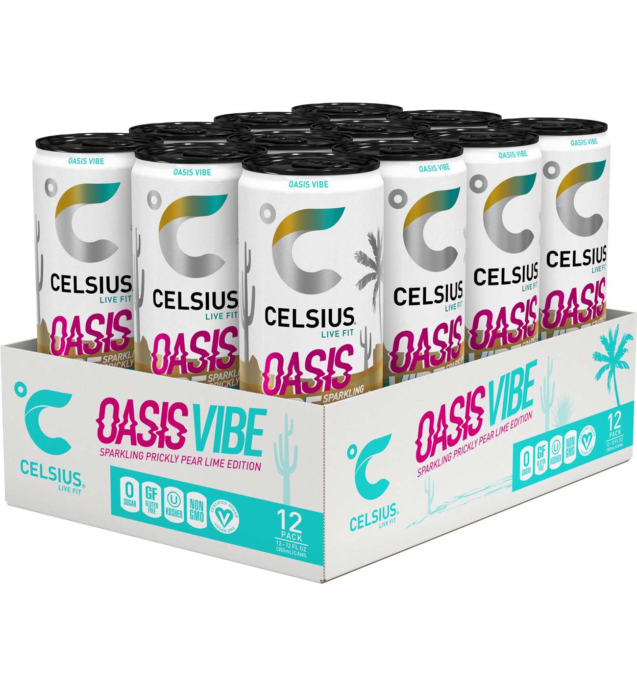 Celsius Sparkling Energy Drink 12 pk - Oasis Vibe; image 2 of 2