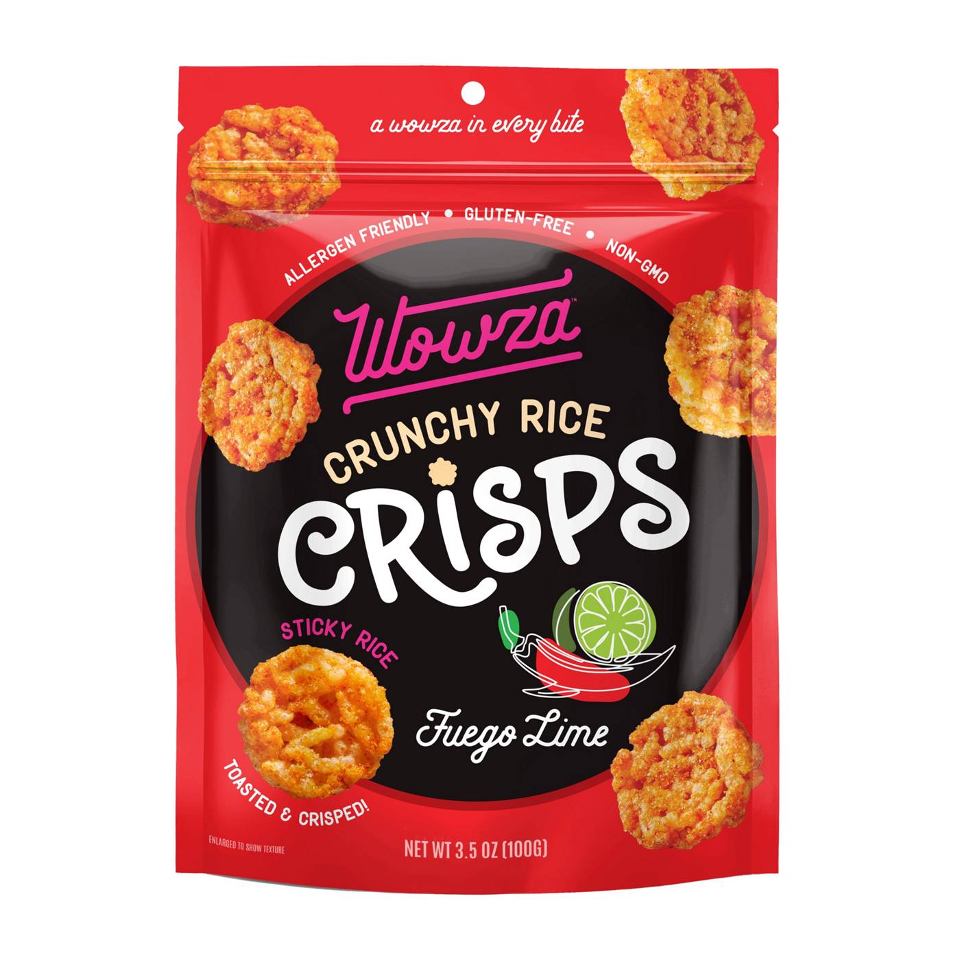 Wowza Fuego Lime Crunchy Rice Crisps; image 1 of 2