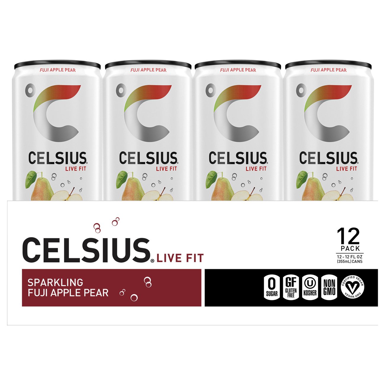 Celsius Sparkling Energy Drink Fuji Apple Pear, 12 Pk Shop Diet