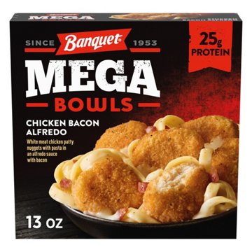 Banquet MEGA Bowls Chicken Bacon Alfredo Frozen Meal