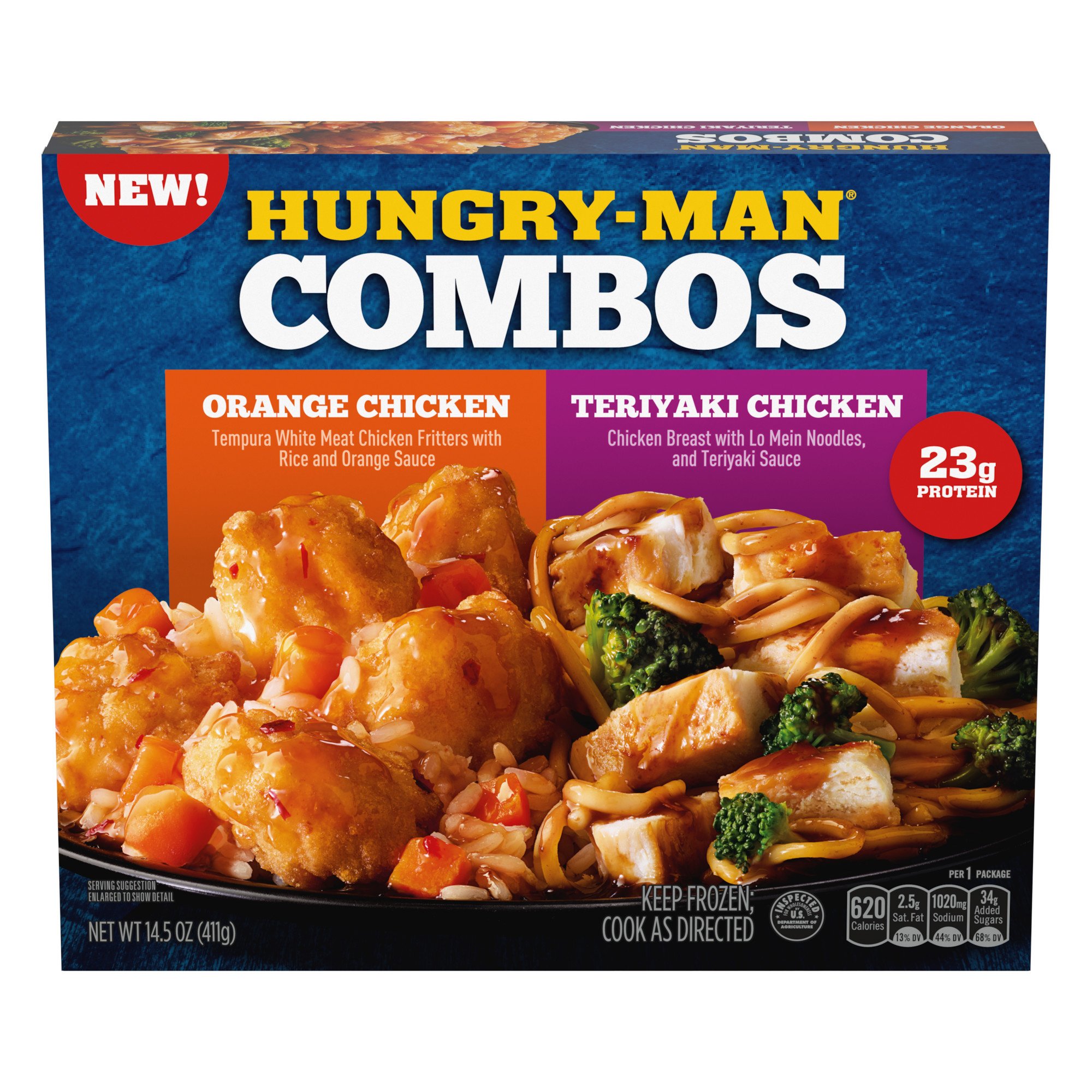 Hungry-Man Combos Orange & Teriyaki Chicken - Shop Entrees & sides at H-E-B