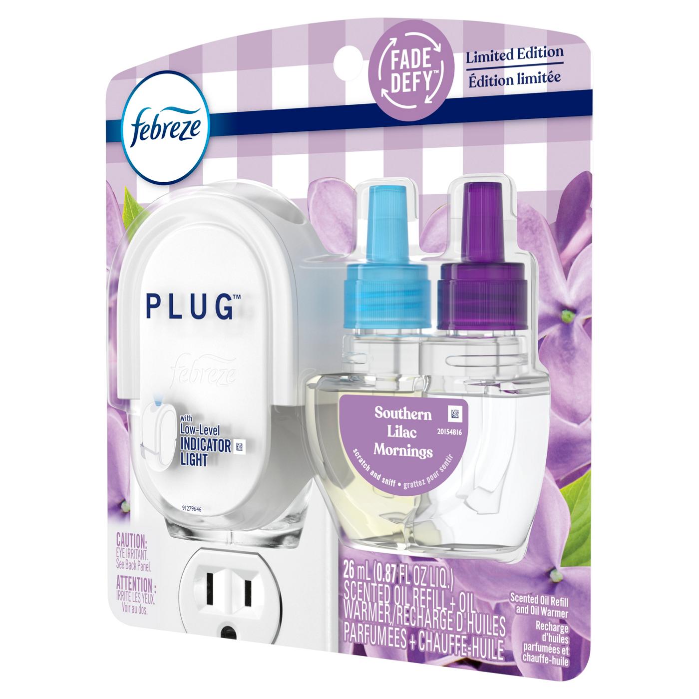 Febreze Plug In Air Freshener, Scented Oil Starter Kit, Warmer + 1 Refill - Southern Lilac Mornings; image 2 of 10