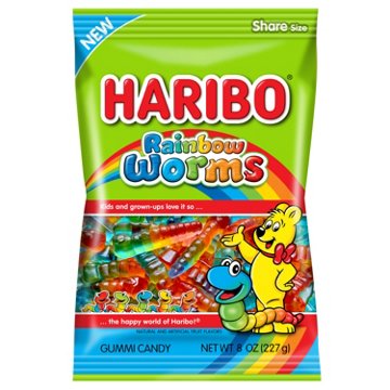 Haribo Rainbow Worms Gummi Candy - Share Size