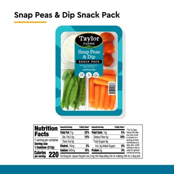 Taylor Farms Snap Peas and Dip Snack Tray, 7.5 oz