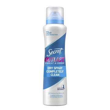 Secret Outlast 72 Hr Antiperspirant Deodorant Dry Spray - Completely Clean