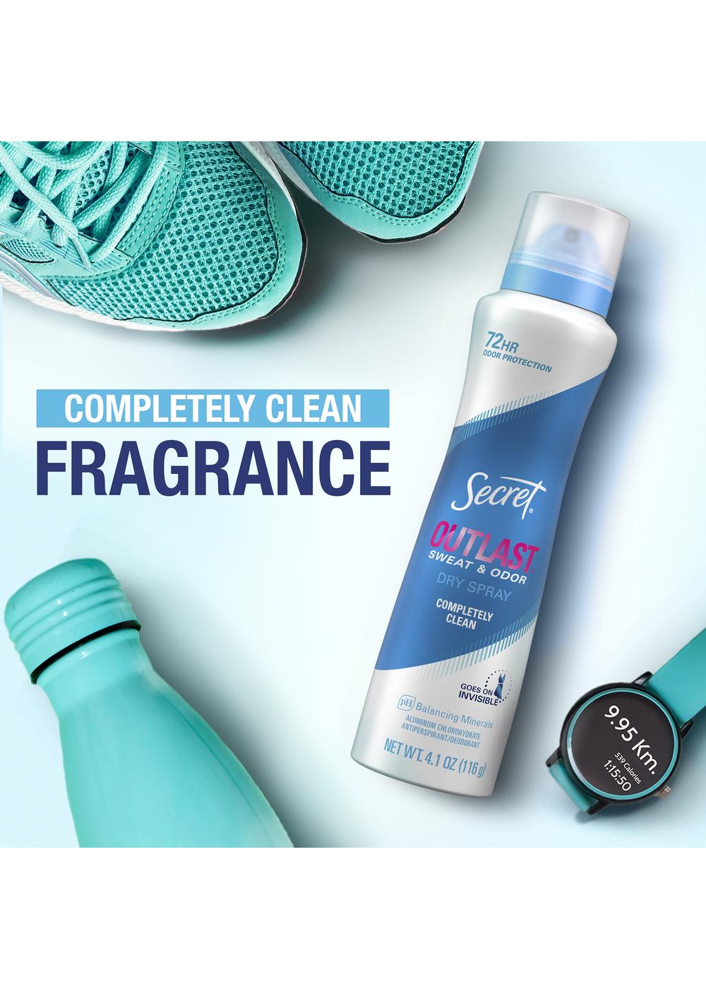 Secret Outlast 72 Hr Antiperspirant Deodorant Dry Spray - Completely Clean; image 6 of 8