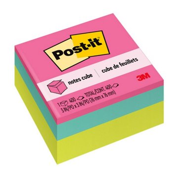 Post-it Sticky Notes Cube - Bright Colors, 400 Ct, 3" x 3"