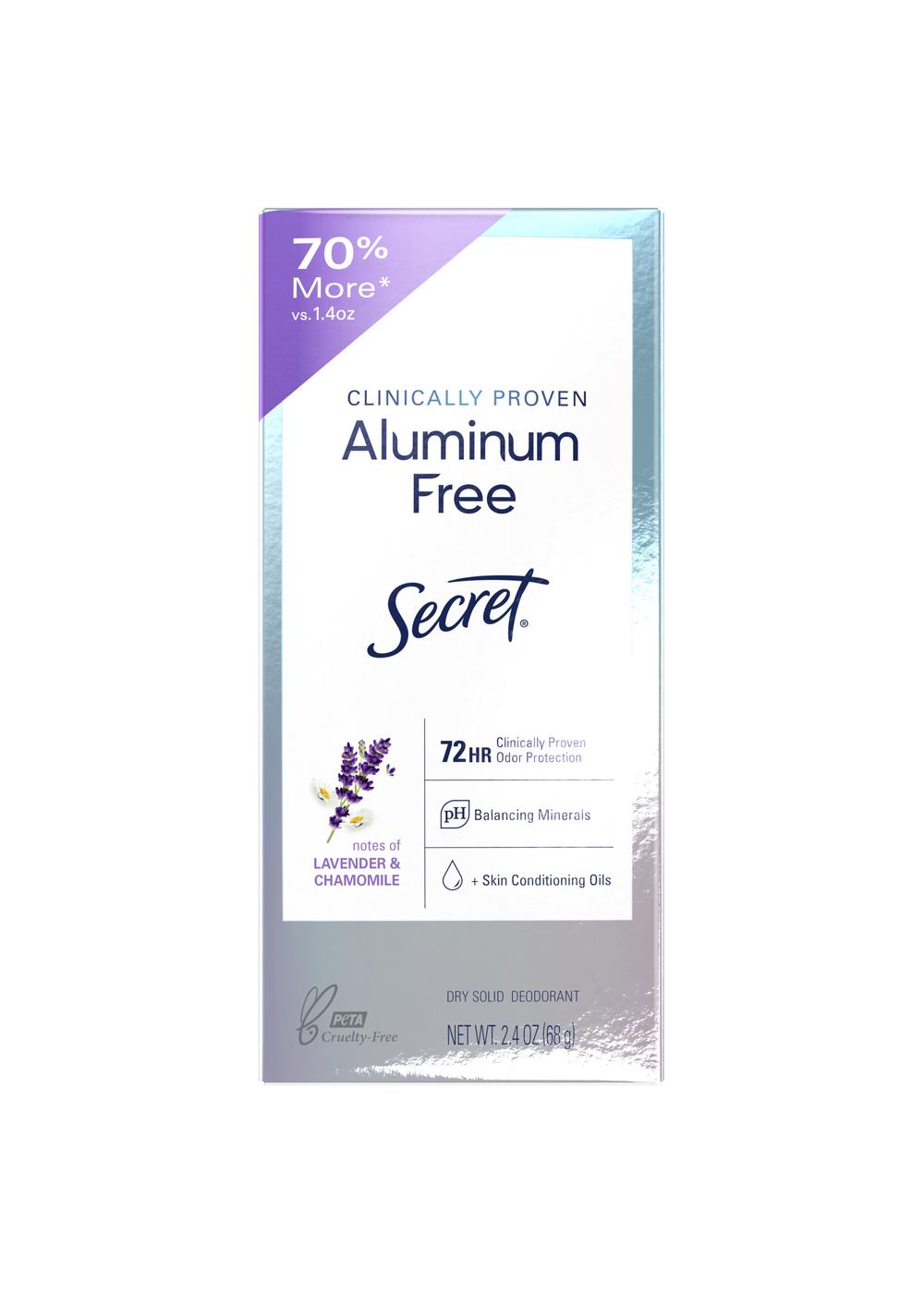 Secret 72 Hr Aluminum Free Dry Solid Deodorant - Lavender & Chamomile; image 1 of 10