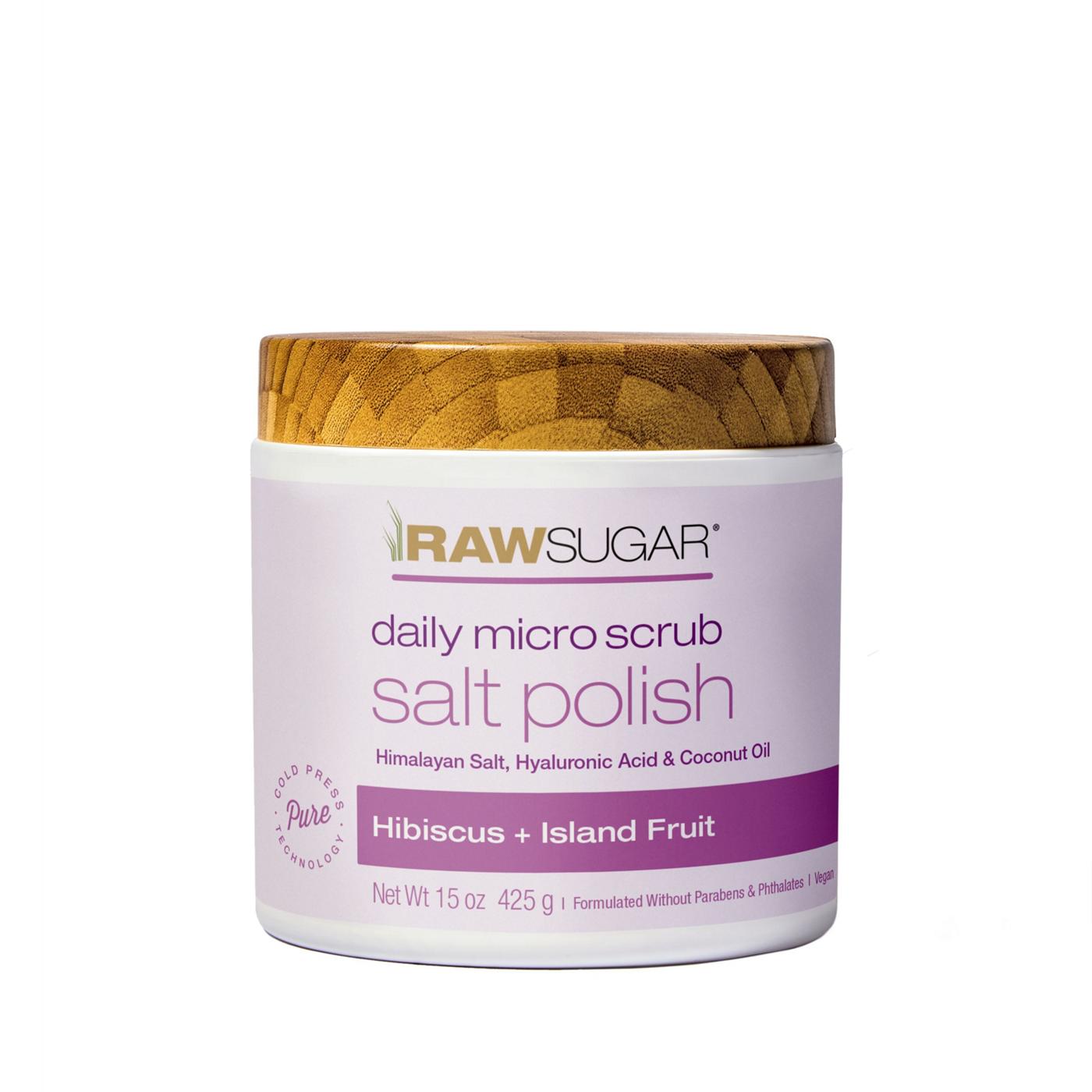 Raw Sugar Daily Micro Scrub Salt Polish - Hibiscus + Island Fruit; image 1 of 2