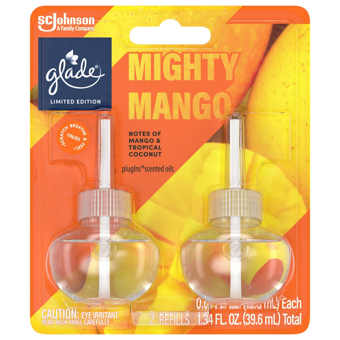 Glade PlugIns Scented Oil Air Freshener, Mighty Mango Limited Edition, 1.34 oz Total; image 1 of 2