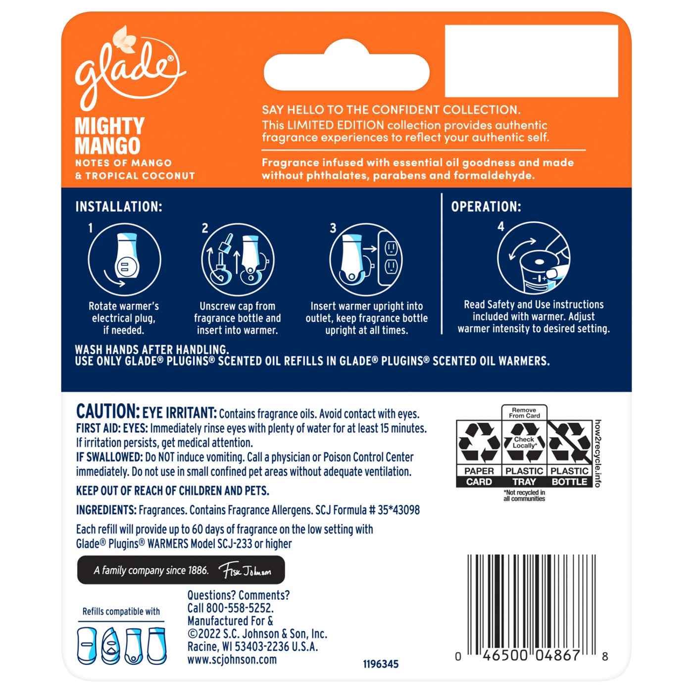 Glade PlugIns Scented Oil Air Freshener, Mighty Mango Limited Edition, 1.34 oz Total; image 2 of 2