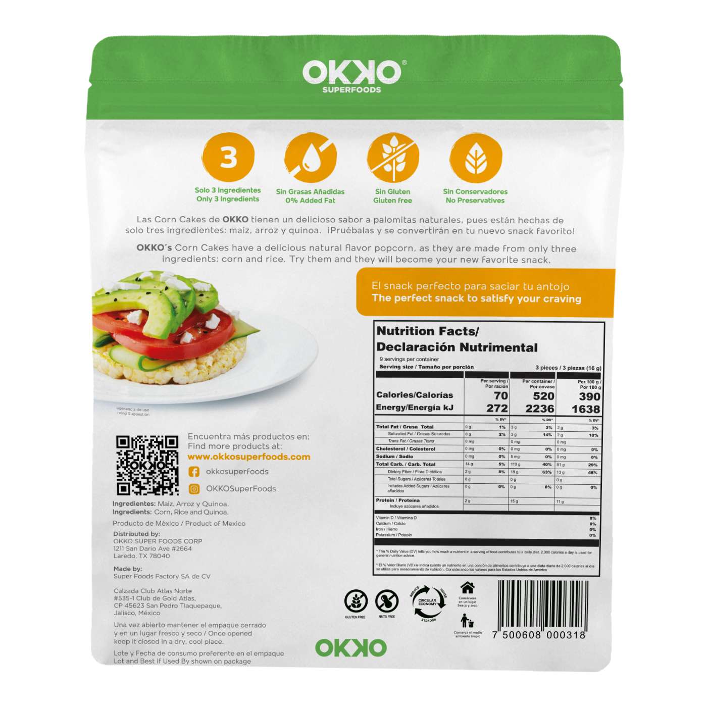 OKKO Super Foods Corn Cakes; image 2 of 2