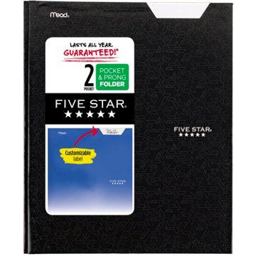 Five Star Two Pocket & Prong Folder - Black