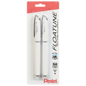 Pentel Floatune 0.8mm Rollerball Pens - Black Ink, 2 pk